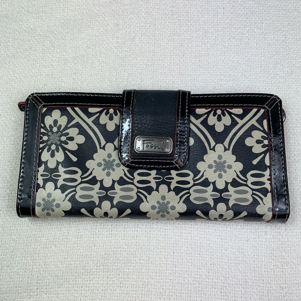 Fossil Floral Print Snap Button Wallet - image 1